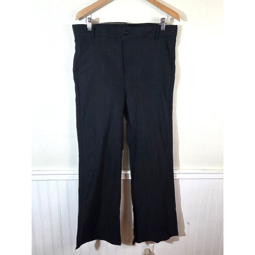 Ouku Womens Black Wide Leg Trousers Size L Sleek Career Office Pants Minimalist